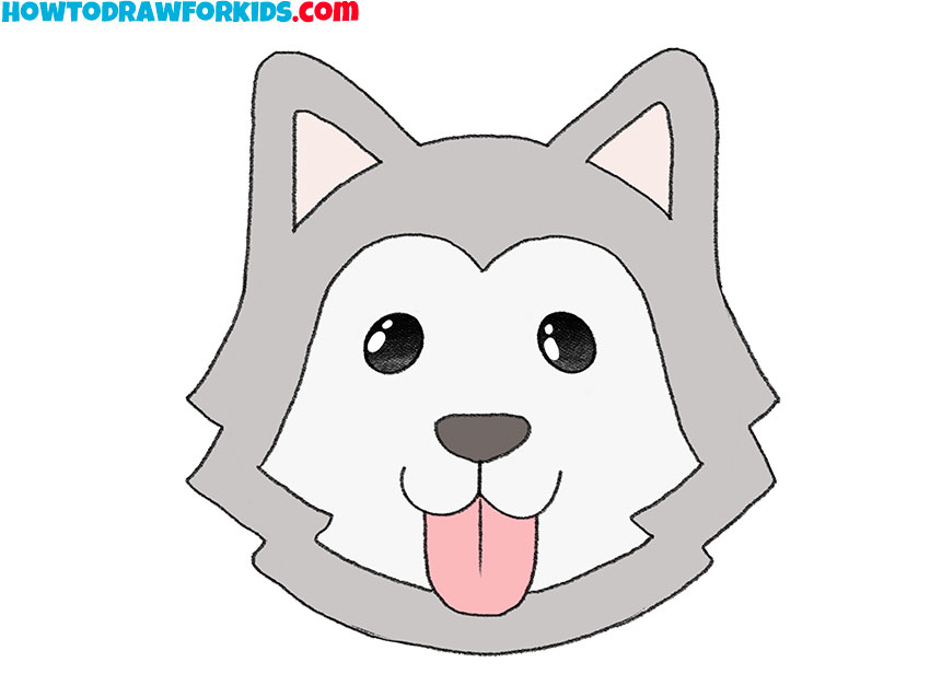 9 simple husky face drawing tutorial FbIVmz